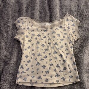 Pink Rose Ivory Lace Accent Top